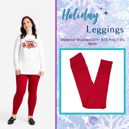 LuLaRoe Holiday Leggings - Solid Merry Red
