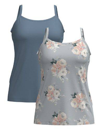 LuLaRoe Essential Cami 2-Pack - Light Blue & Blush Watercolor Floral + Solid Light Blue
