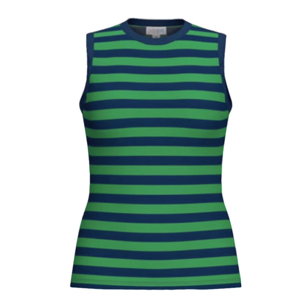 LuLaRoe Davy Rib Tank – Kelly Green & Navy Horizontal Stripe