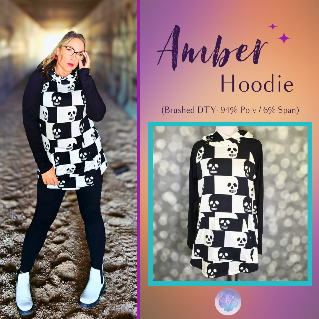 LuLaRoe Halloween 2025 - Amber Hoodie - Checkered Skulls