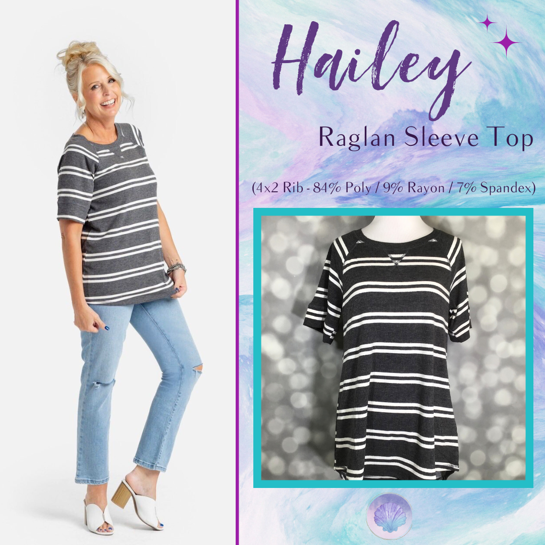 LuLaRoe Hailey Top - Charcoal Stripe