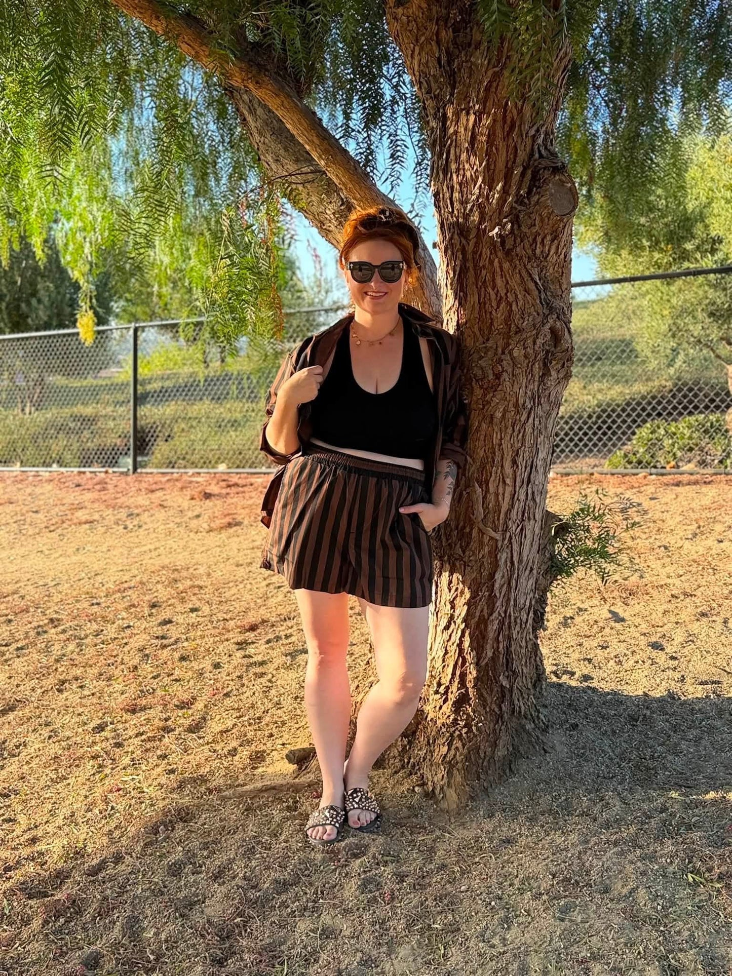 LuLaRoe Polly Set - Espresso Pinstripe
