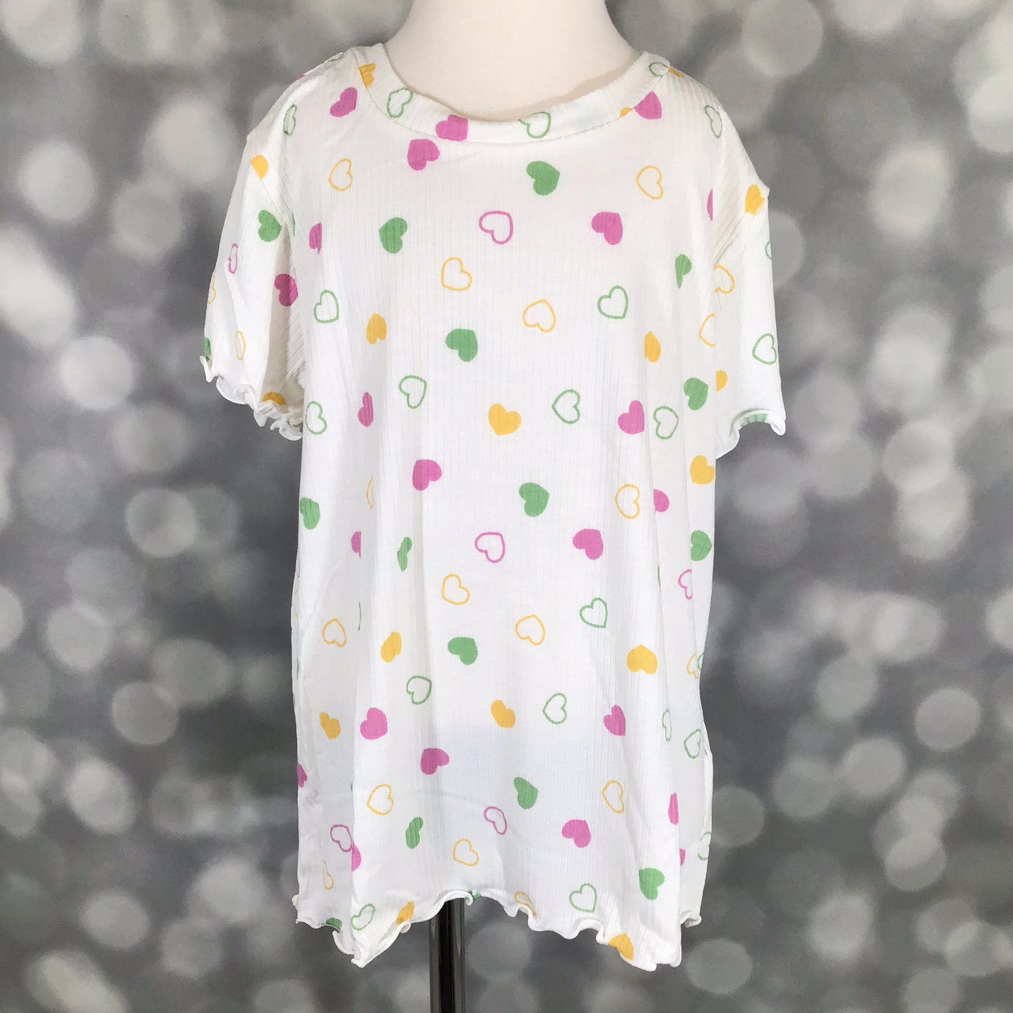 LuLaRoe Kids Gigi and Jax - Kids Lacey - White Pink Mint Yelow Hearts