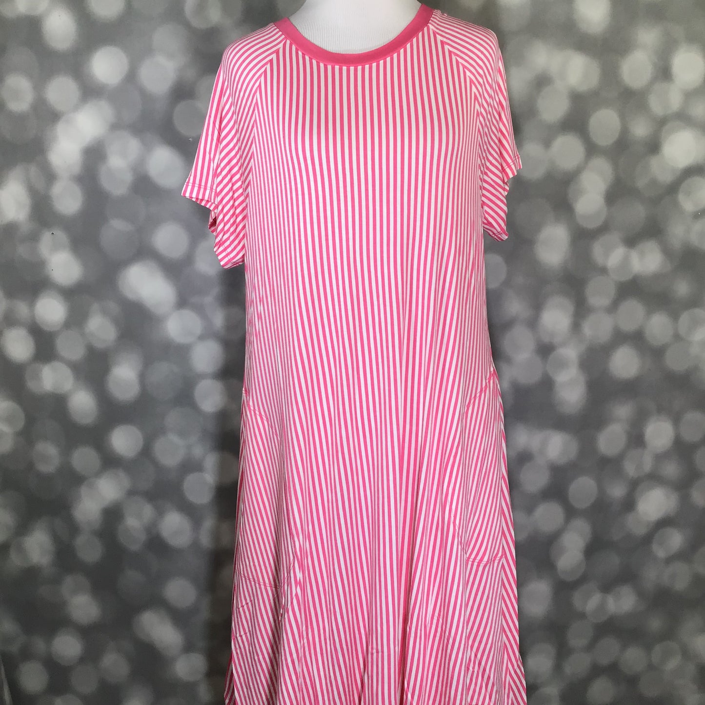 LuLaRoe Celia Dress - Pink and White Stripe