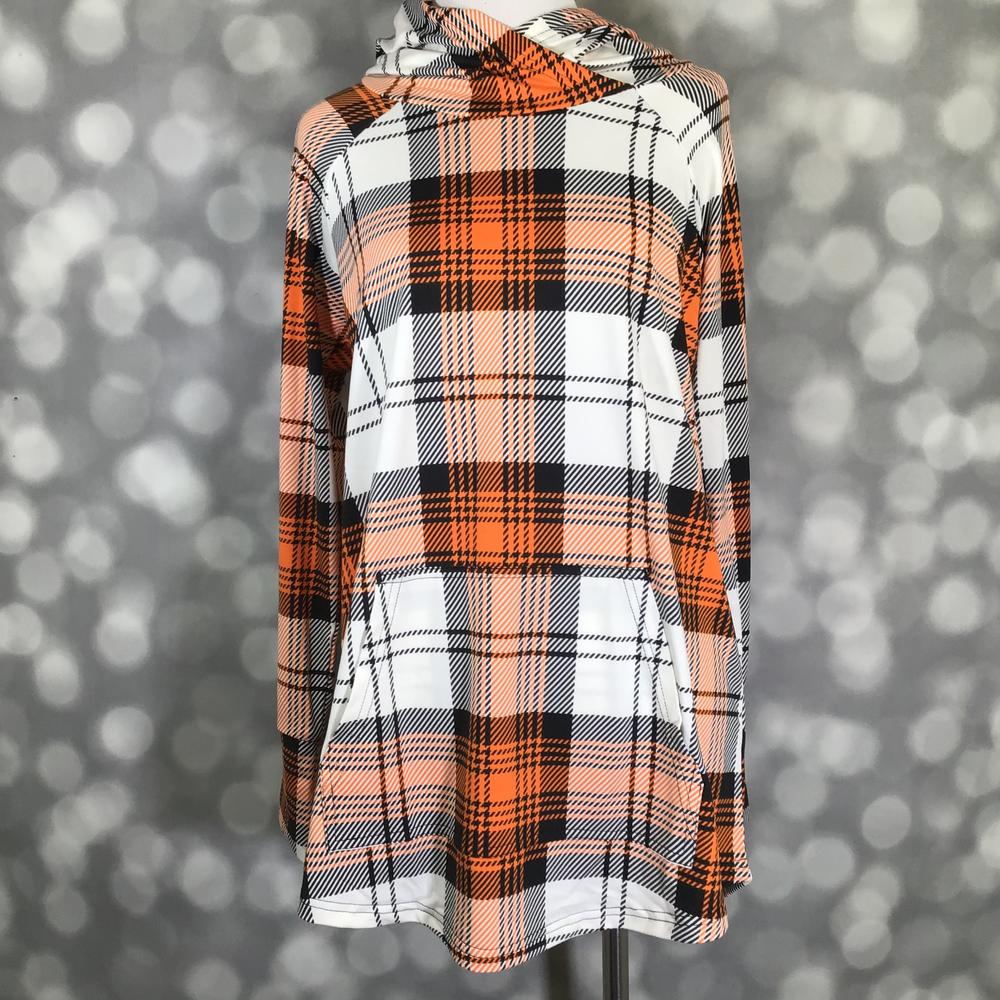 LuLaRoe Halloween 2025 - Amber Hoodie - Pumpkin Patch Plaid