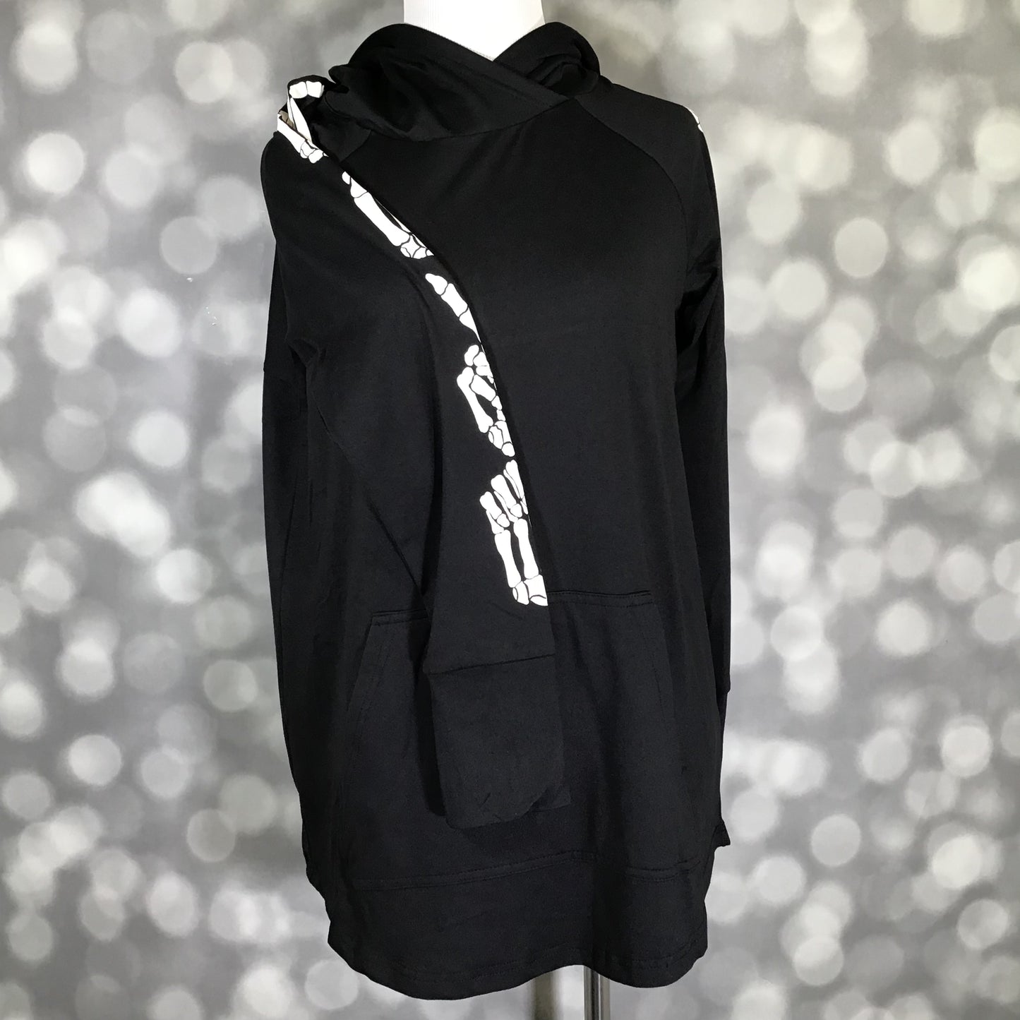 LuLaRoe Halloween 2025 - Amber Hoodie - Skeleton Love Sign Sleeves