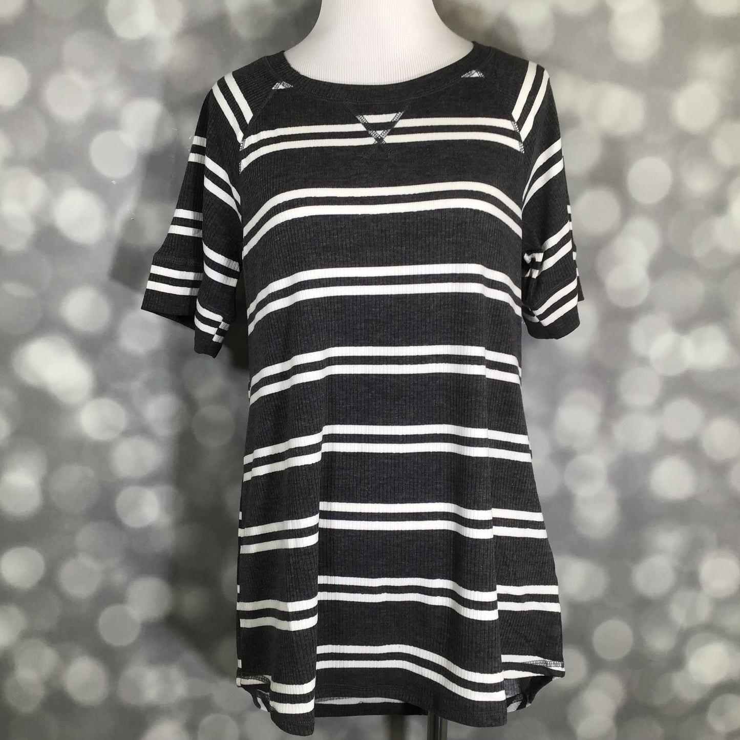 LuLaRoe Hailey Top - Charcoal Stripe