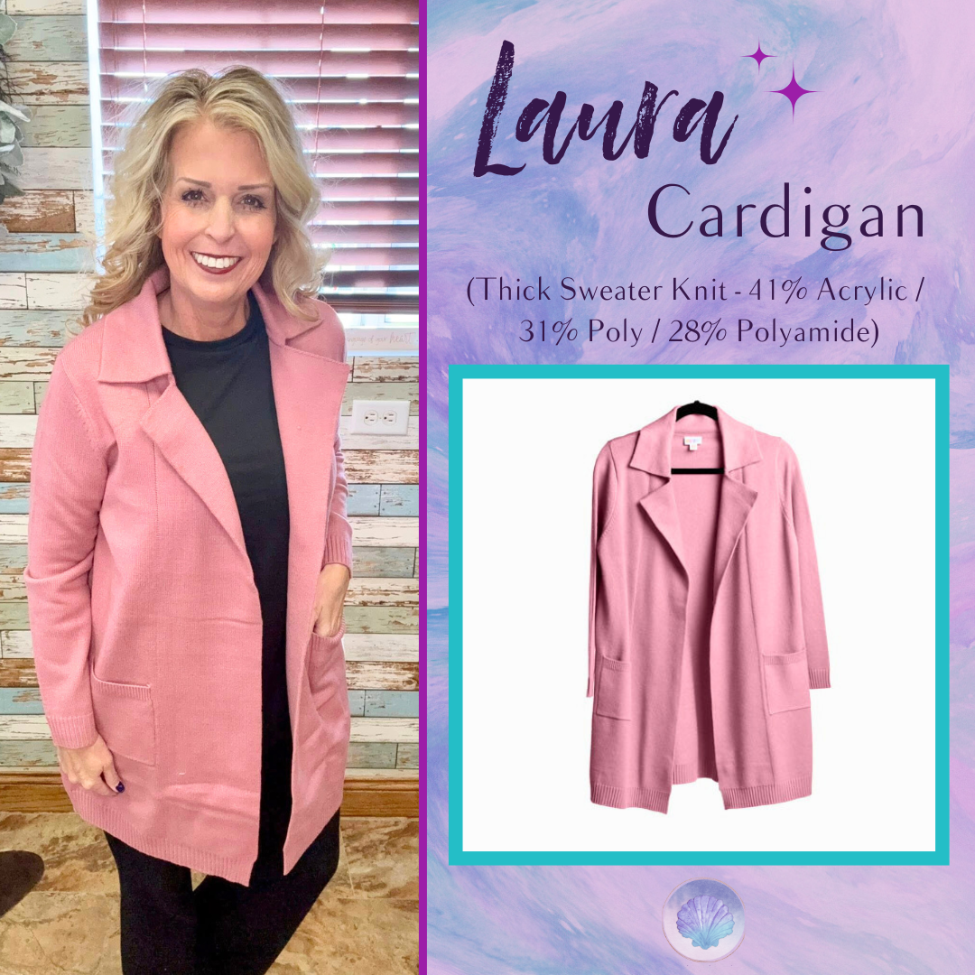 LuLaRoe Laura Lapel Open Cardigan – Solid Blush Rose Layer