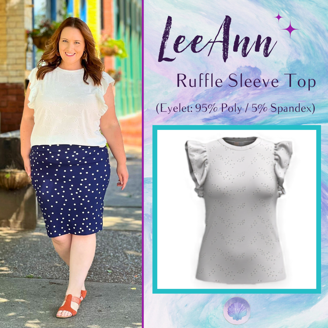 LuLaRoe LuLaRoe LeeAnn Ruffle Sleeve Top - Solid White
