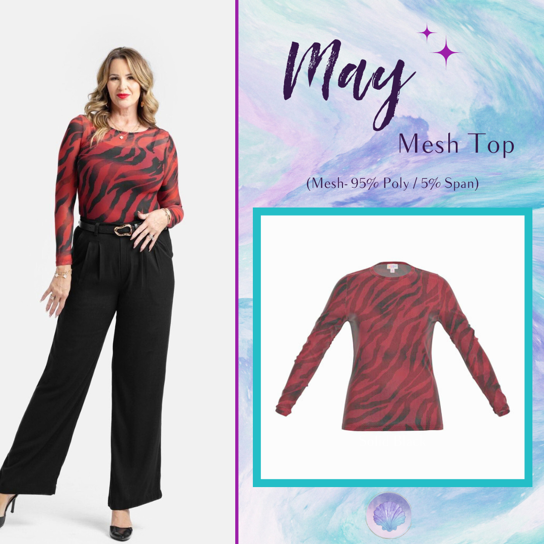LuLaRoe May Mesh Top - Crimson Wildcat