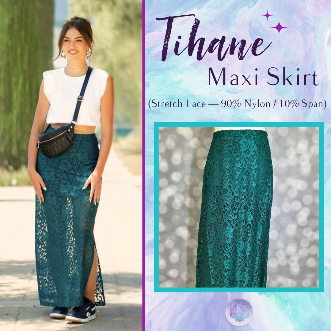 LuLaRoe LuLaRoe Tihane Lace Maxi Skirt - Solid Emerald Lace Elegance
