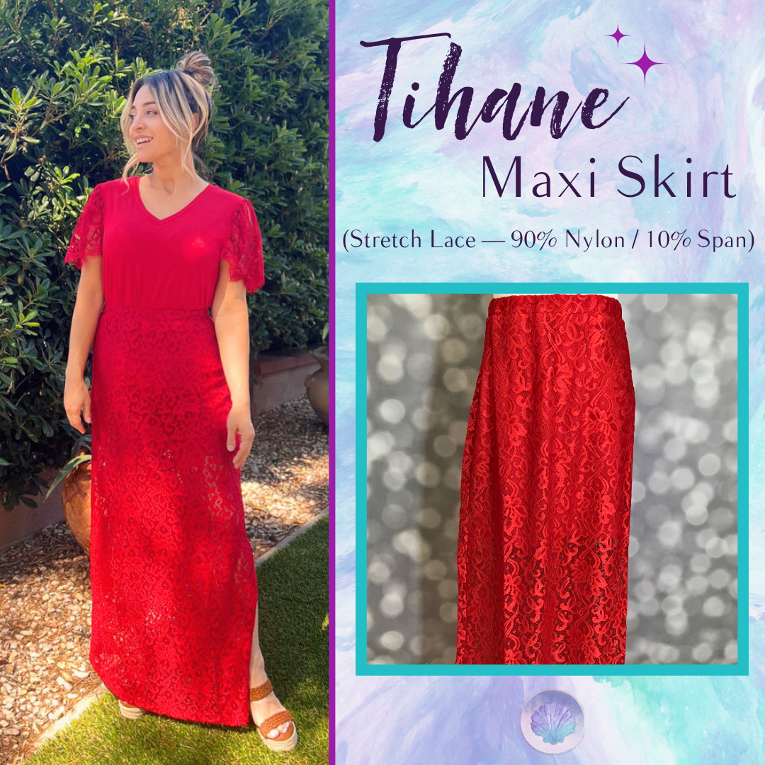 LuLaRoe Red Lace Maxi Skirt  Tihane Statement Style