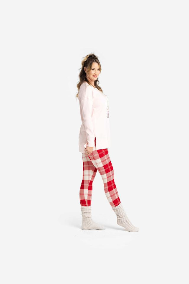 LuLaRoe Holiday Leggings - Candy Cane Checkered Cheer