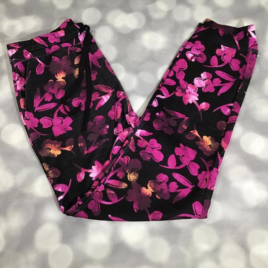 LuLaRoe Boyfriend Jogger - Black Print Watercolor Floral