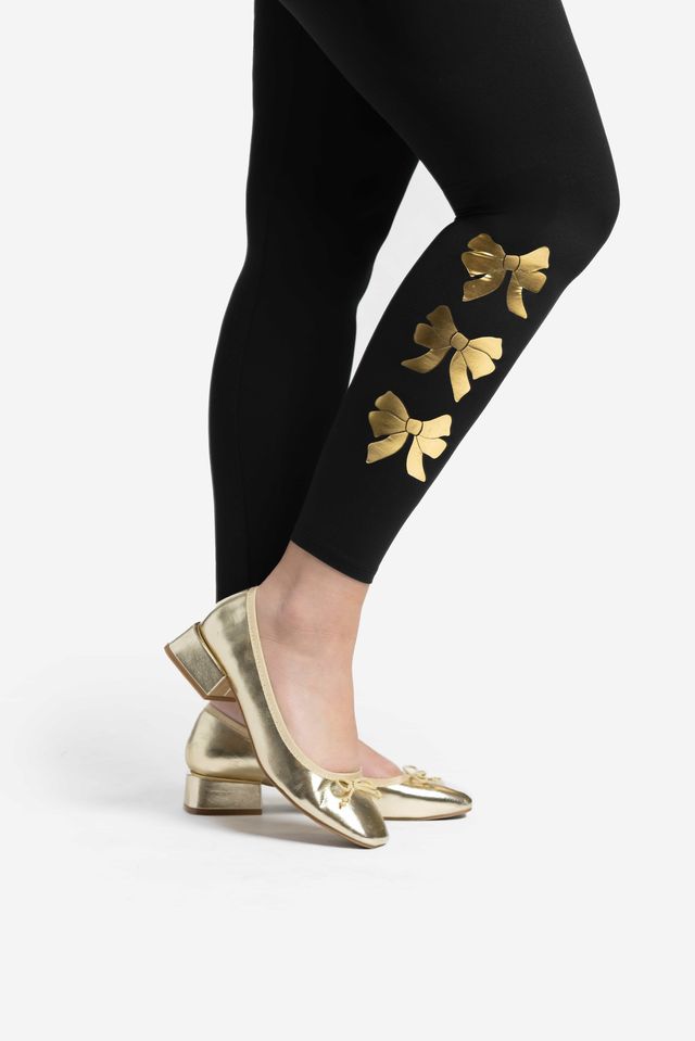 LuLaRoe Holiday Leggings - Black Tie Bows