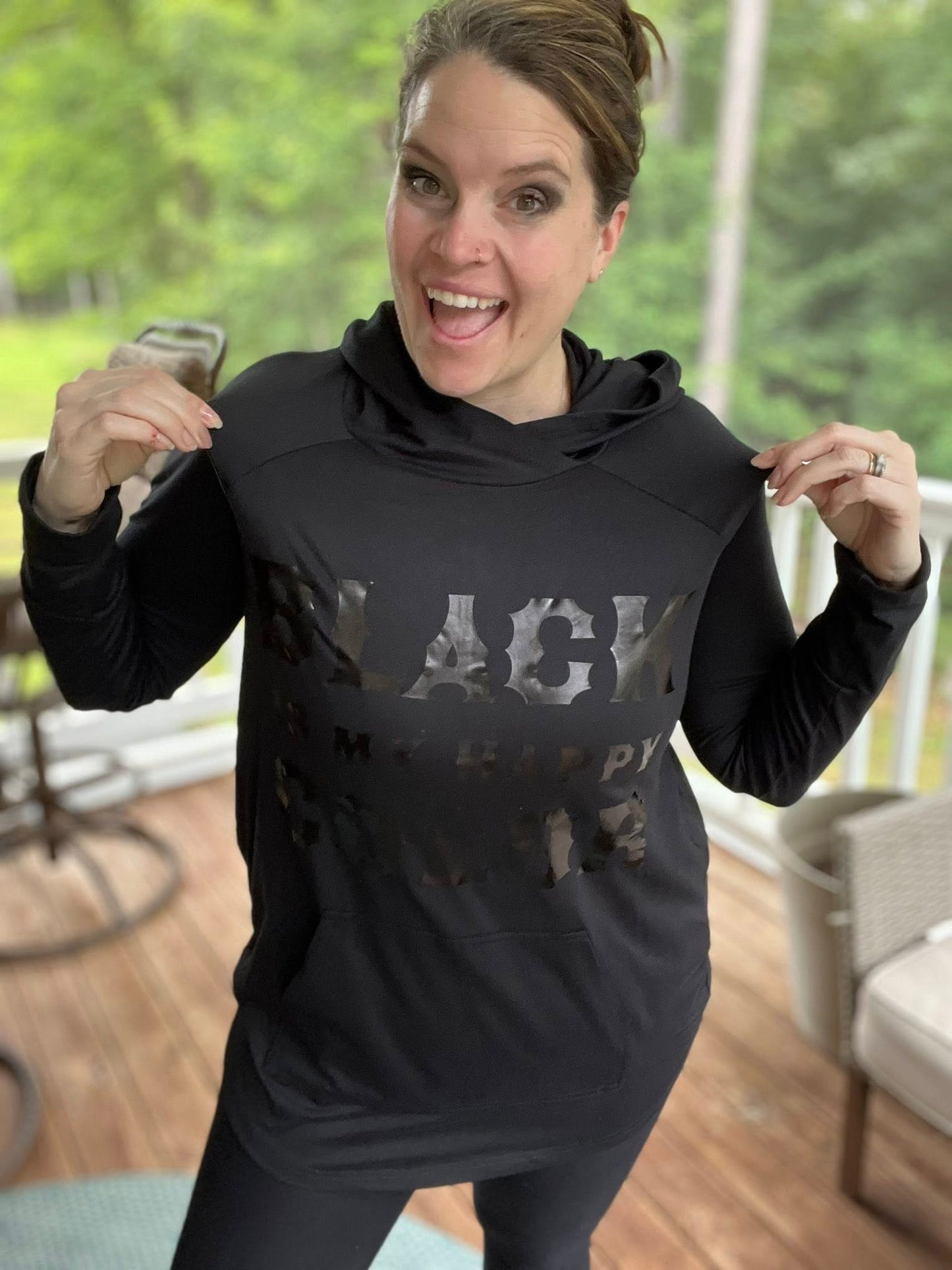 LuLaRoe Halloween 2025 - Amber Hoodie - Black is My Happy Color