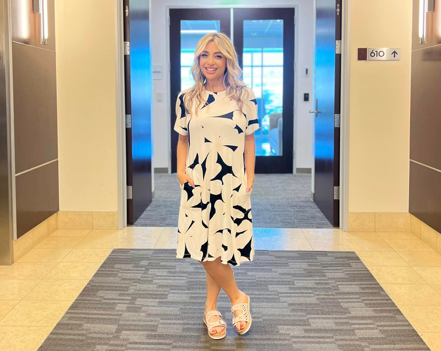 LuLaRoe LuLaRoe Celia Dress - Black and White Oversized Floral