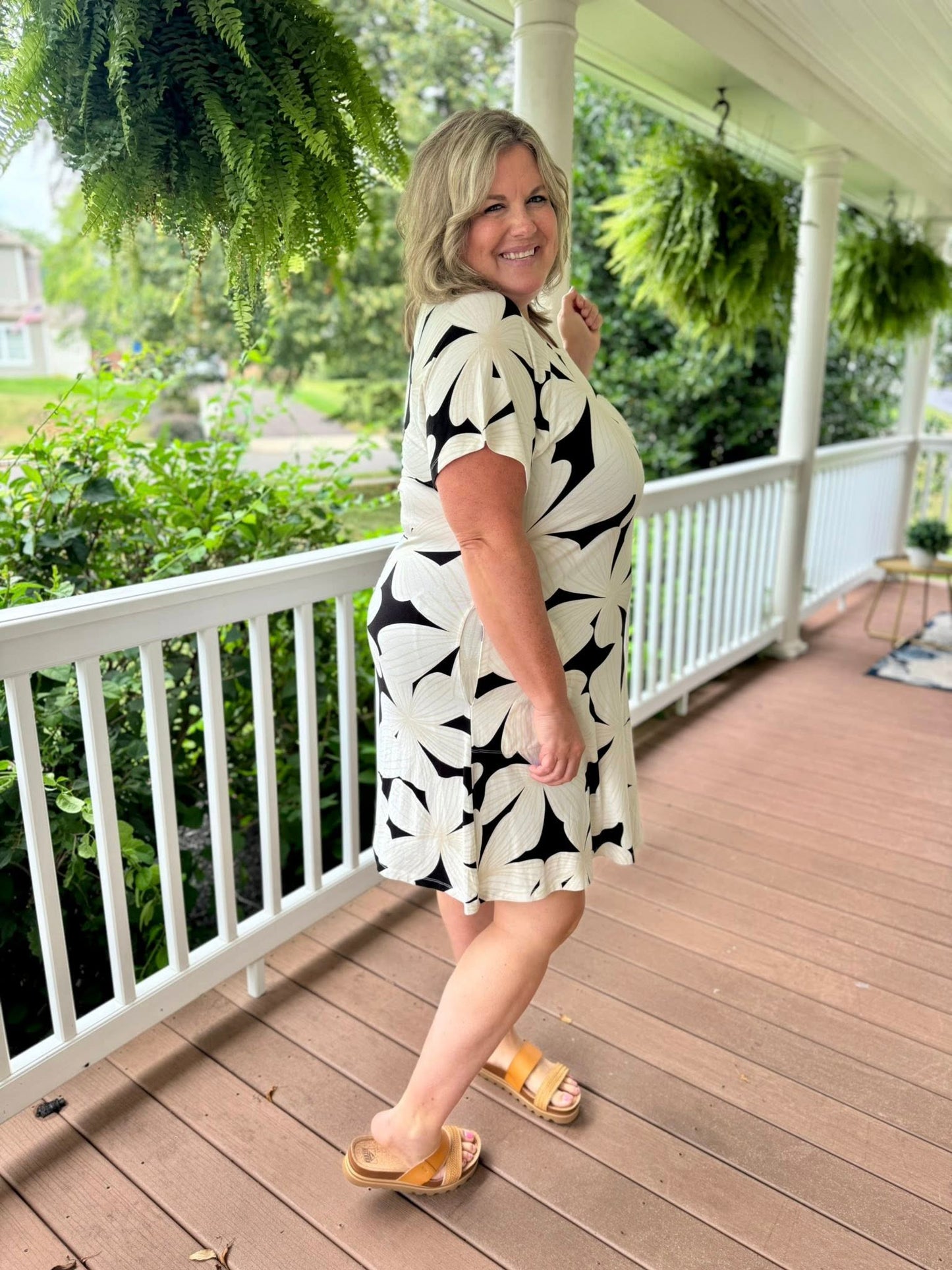 LuLaRoe LuLaRoe Celia Dress - Black and White Oversized Floral