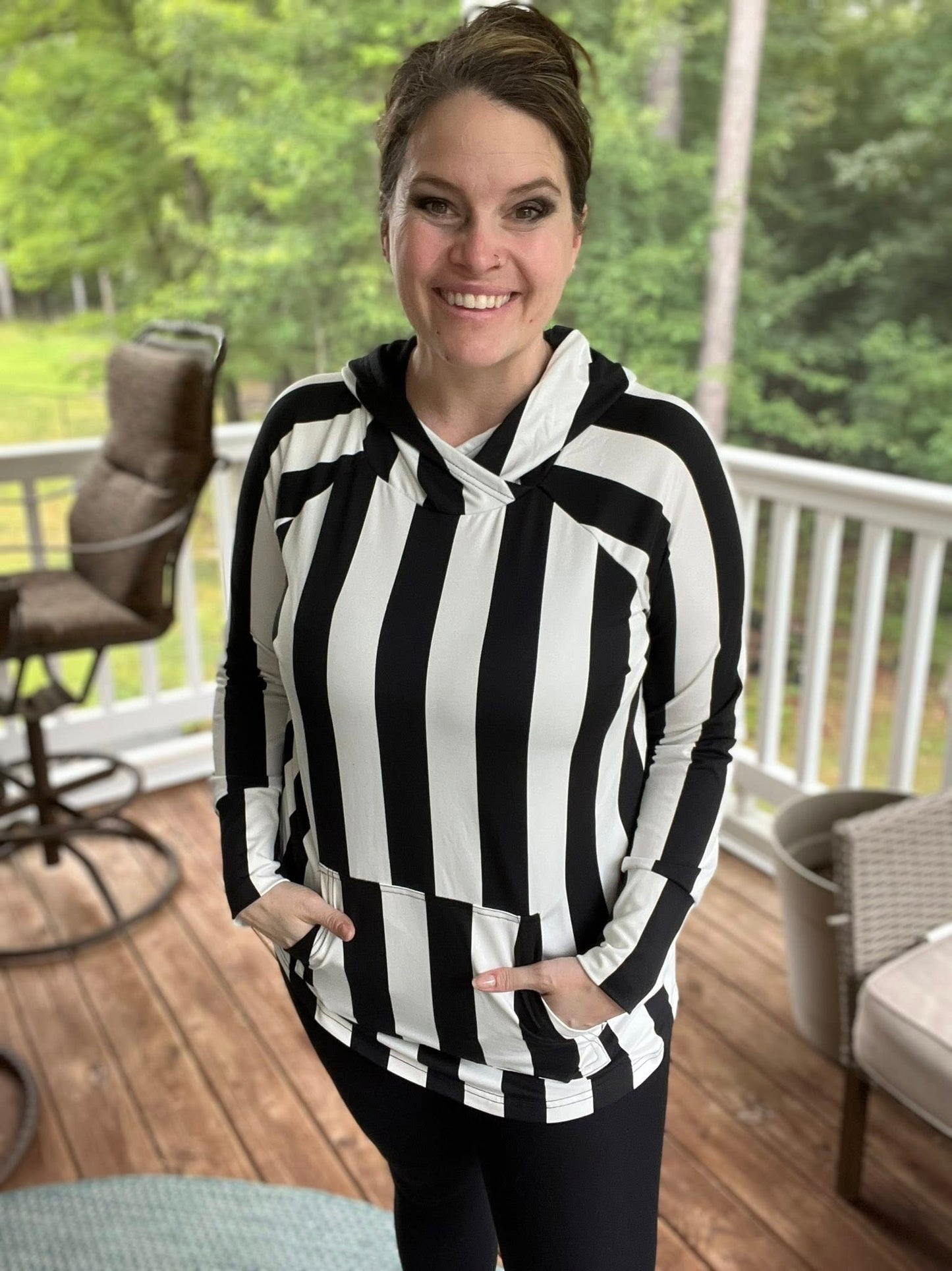 LuLaRoe Halloween 2025 - Amber Hoodie - Bewitching Stripes