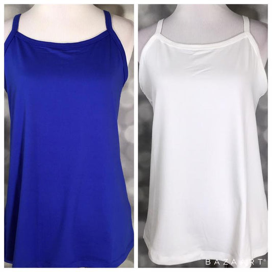 LuLaRoe Cami - Dazzling Blue and Solid White Brushed DTY