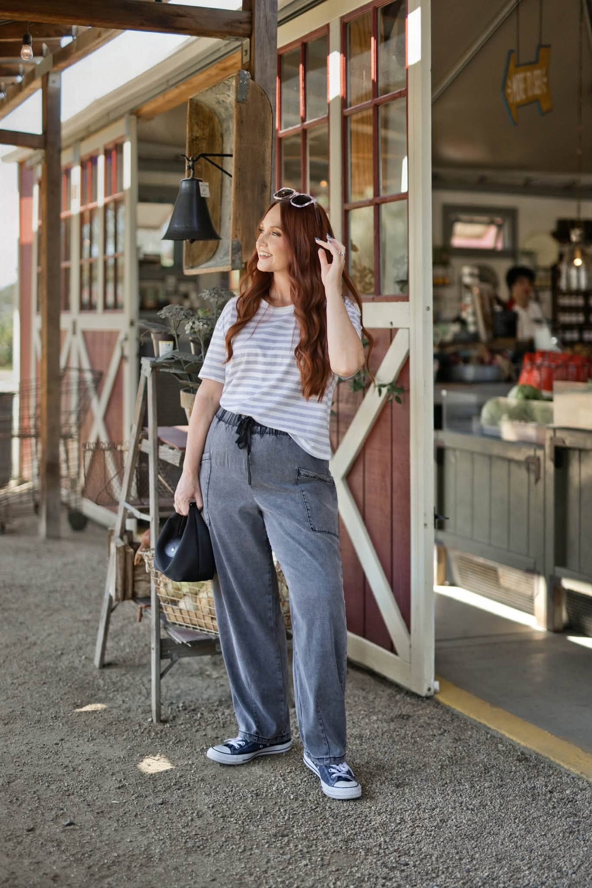 LuLaRoe Brindley Charcoal wash women's barrel-leg pull-on pants - product photo 7