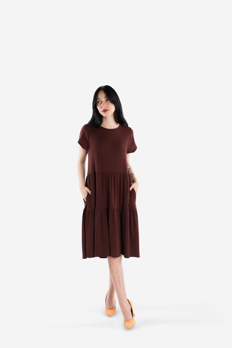 LuLaRoe Ariel Tiered Dress - Solid Espresso Truffle