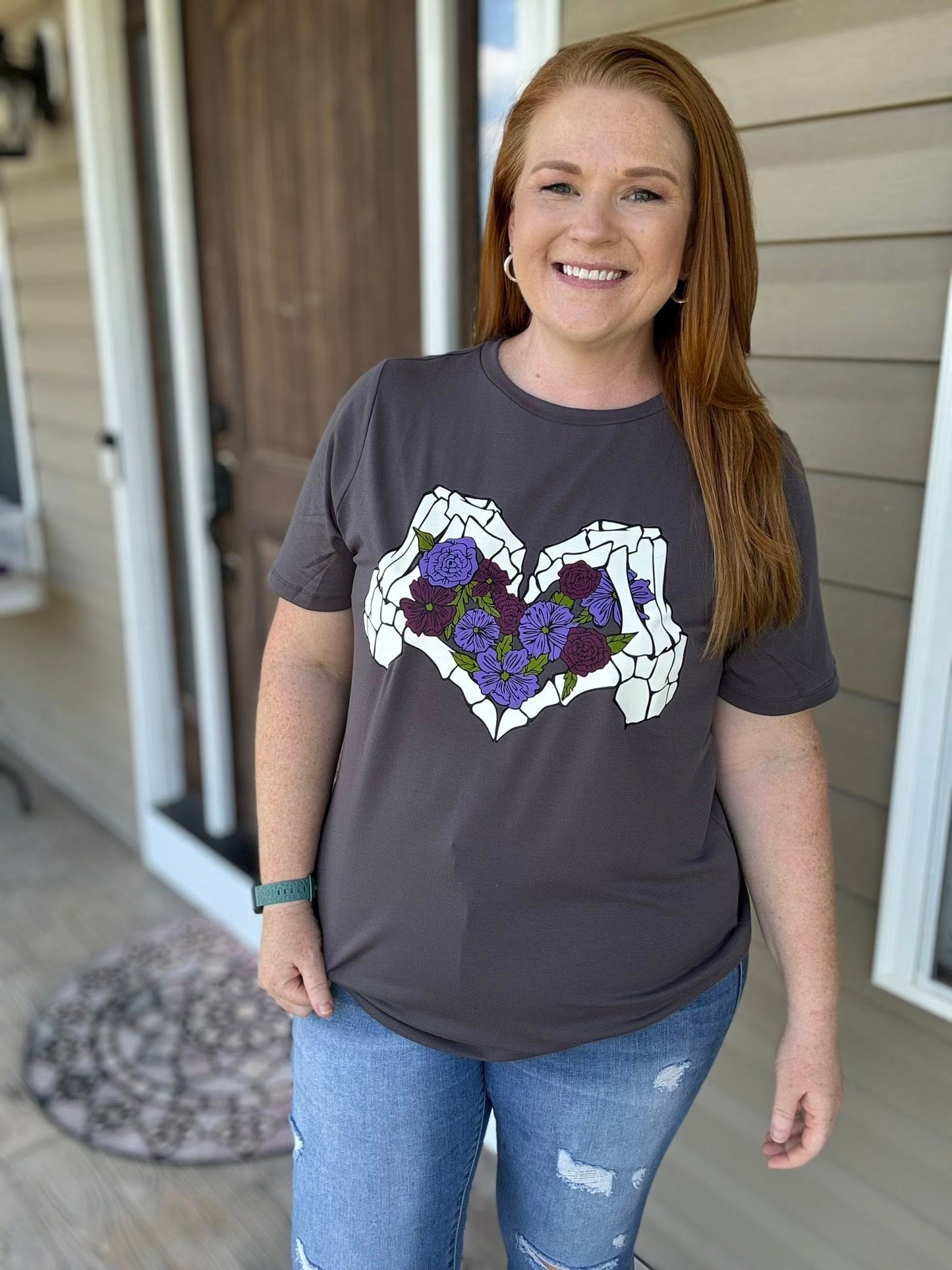 LuLaRoe Halloween 2025 - Rivkah Top - Skeletal Heart