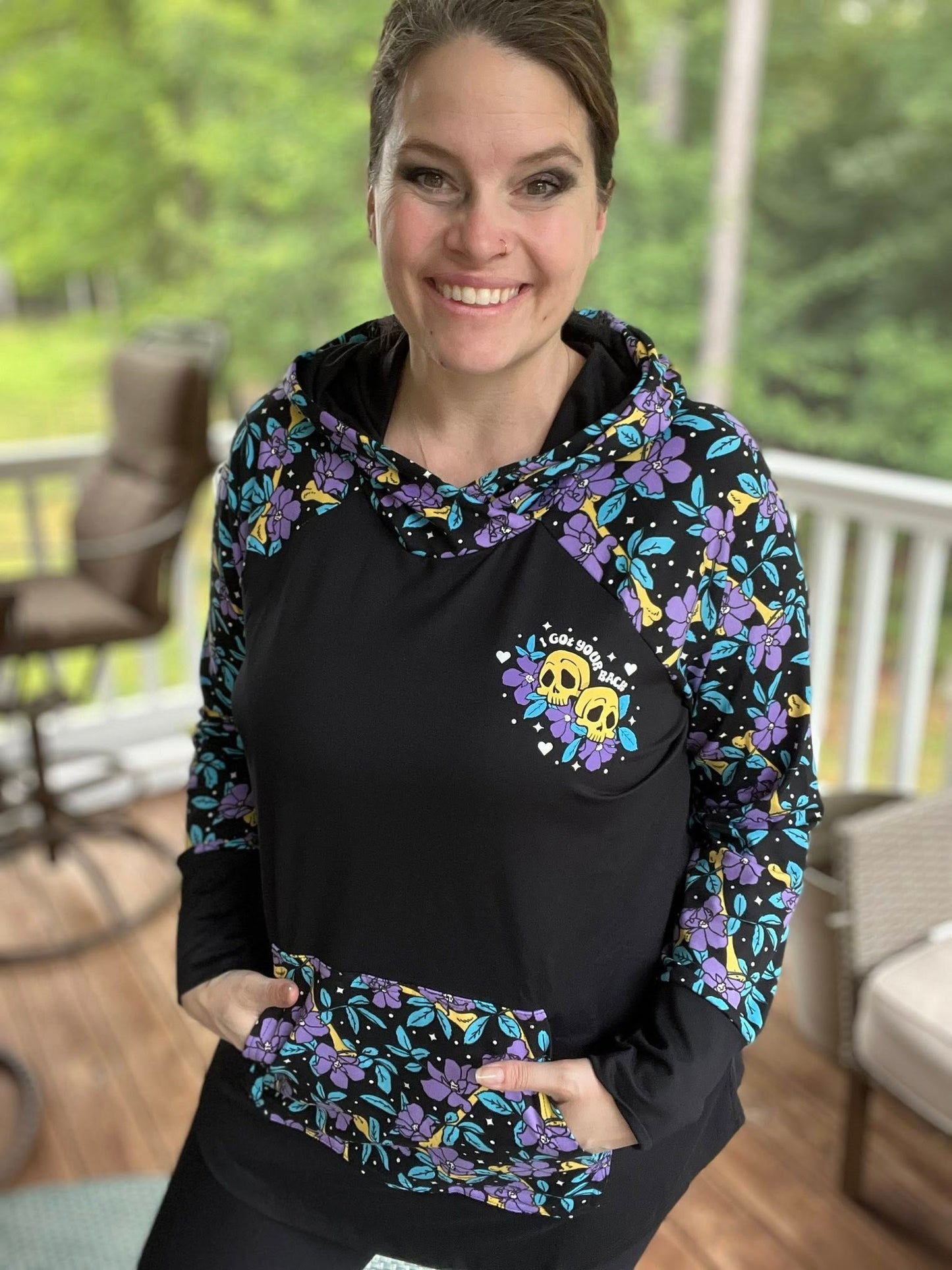 LuLaRoe Halloween 2025 - Amber Hoodie - I Got Your Back Floral