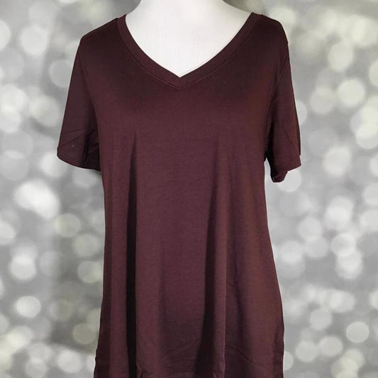 LuLaRoe Christy T solid brown v-neck top – versatile short sleeve women’s tee