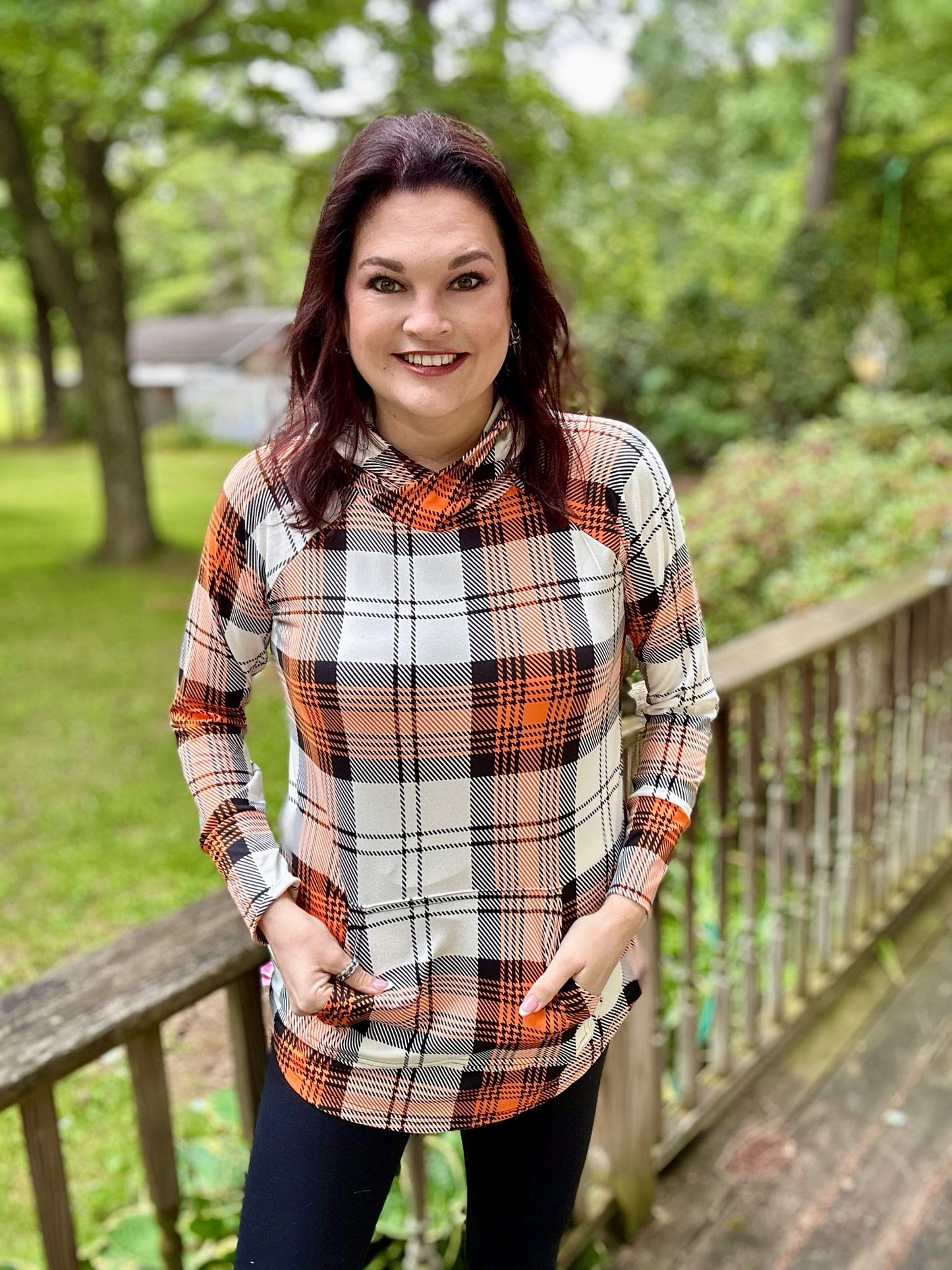 LuLaRoe Halloween 2025 - Amber Hoodie - Pumpkin Patch Plaid