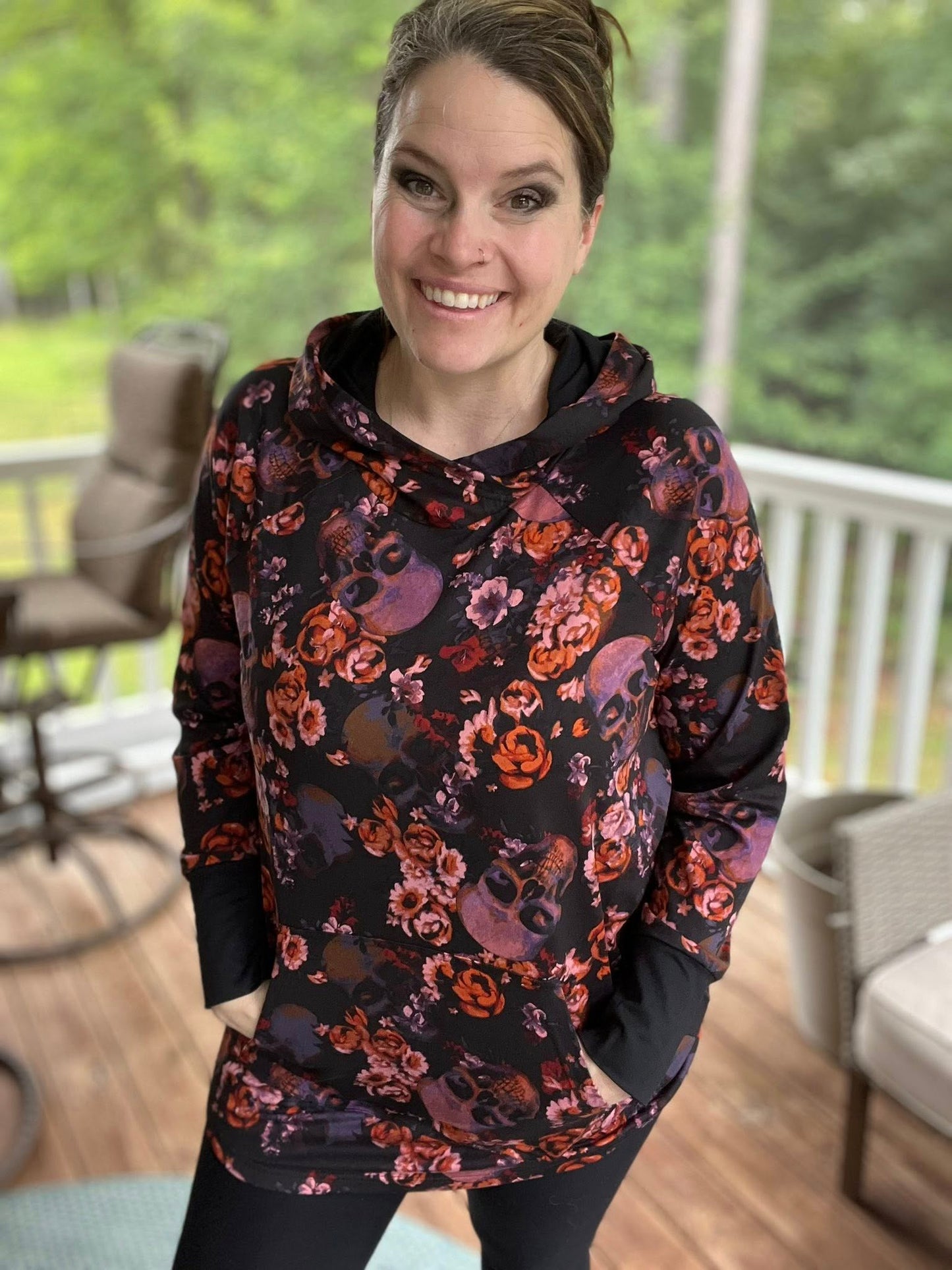LuLaRoe Halloween 2025 - Amber Hoodie - Haunted Blooms