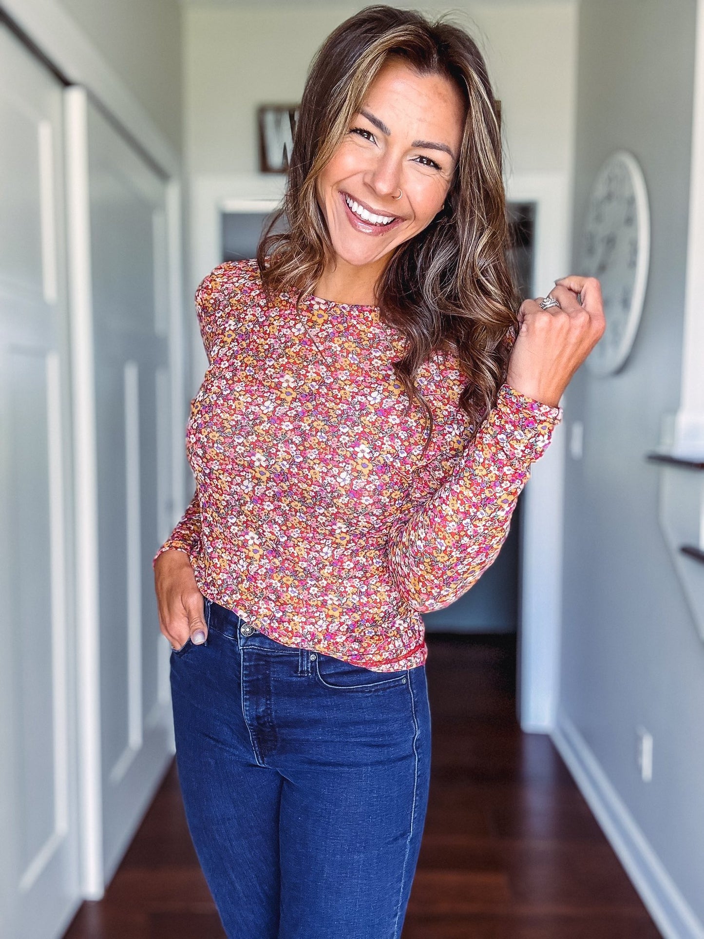 May - Red Ditsy Floral Print
