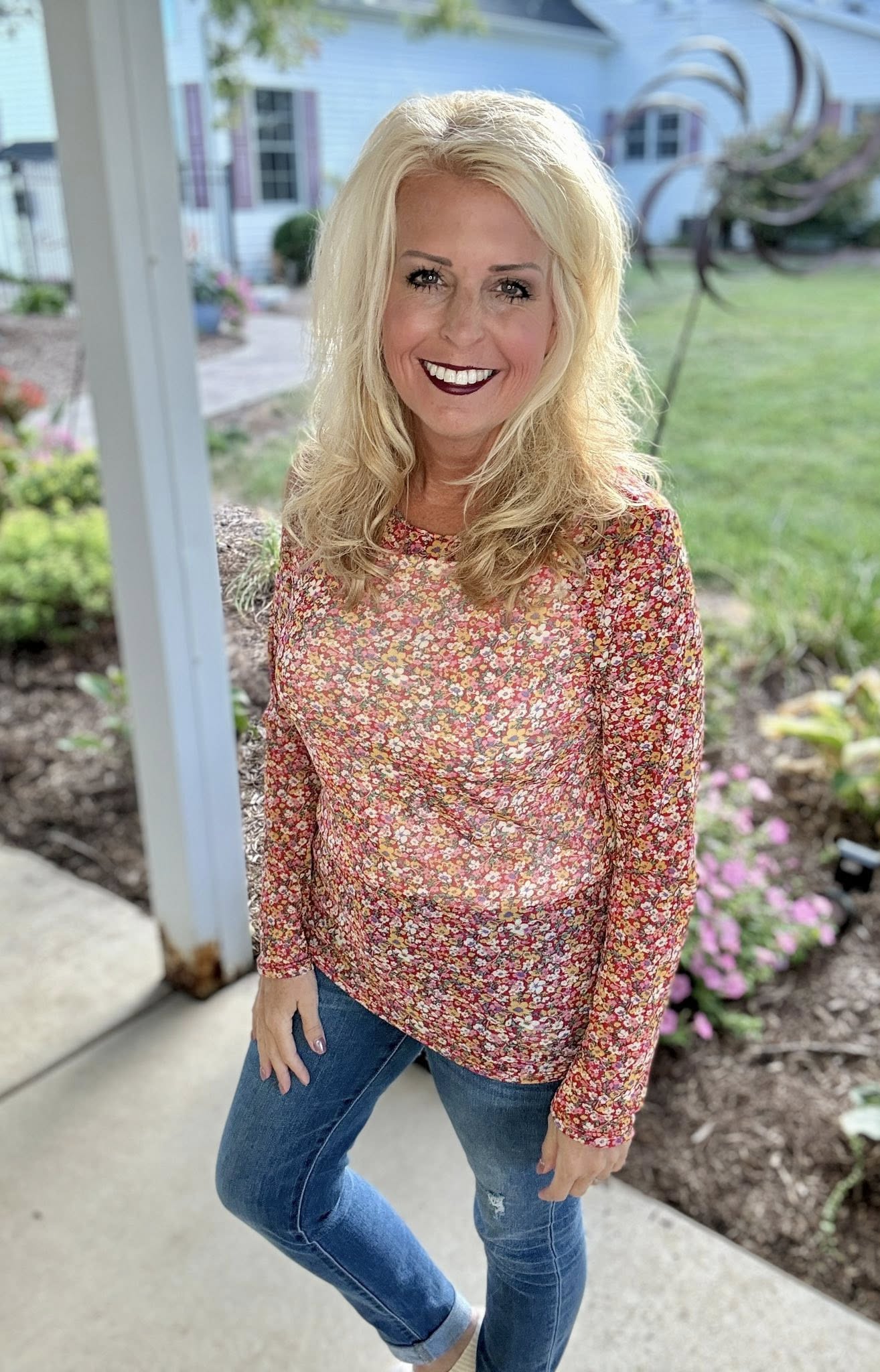 May - Red Ditsy Floral Print