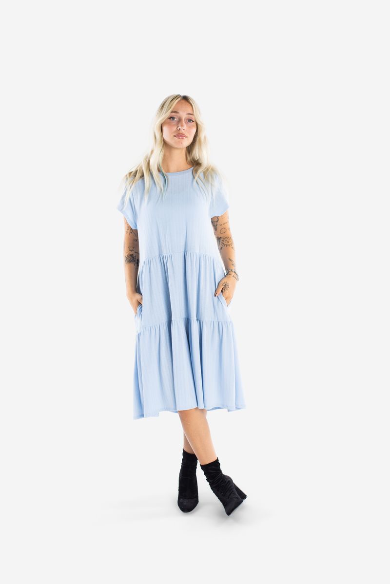 LuLaRoe Ariel Tiered Dress - Solid Powder Blue