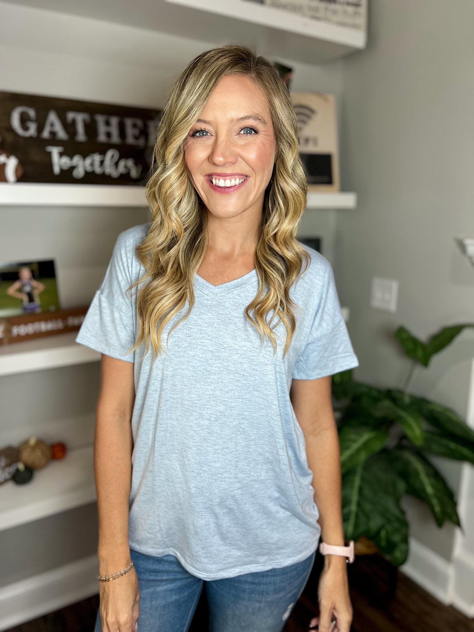 LuLaRoe Lisa - Solid Blue Rain Chambray