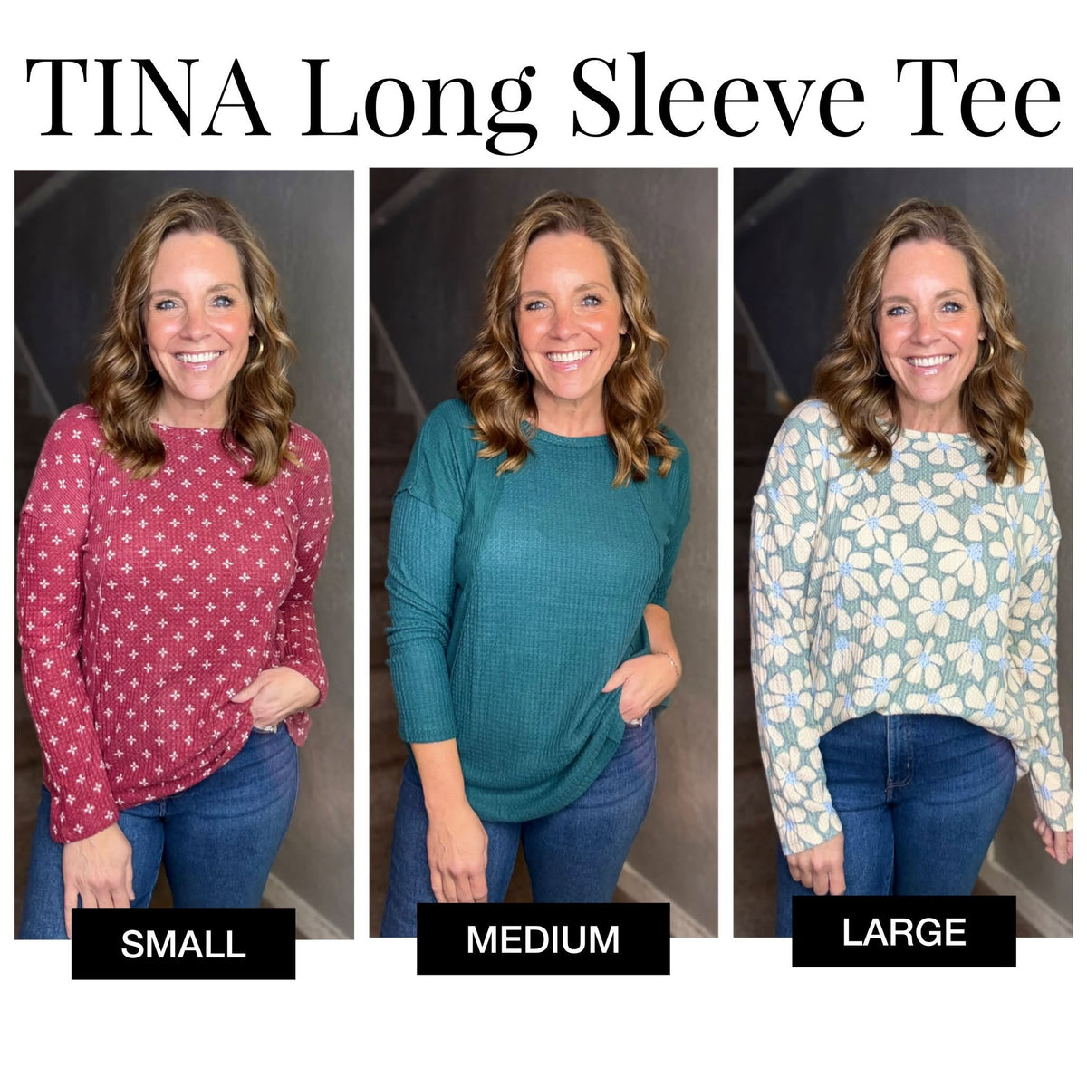 LuLaRoe LuLaRoe Tina Mixed Media Long Sleeve Top – Caramel Brown Pink & Ivory Retro Floral