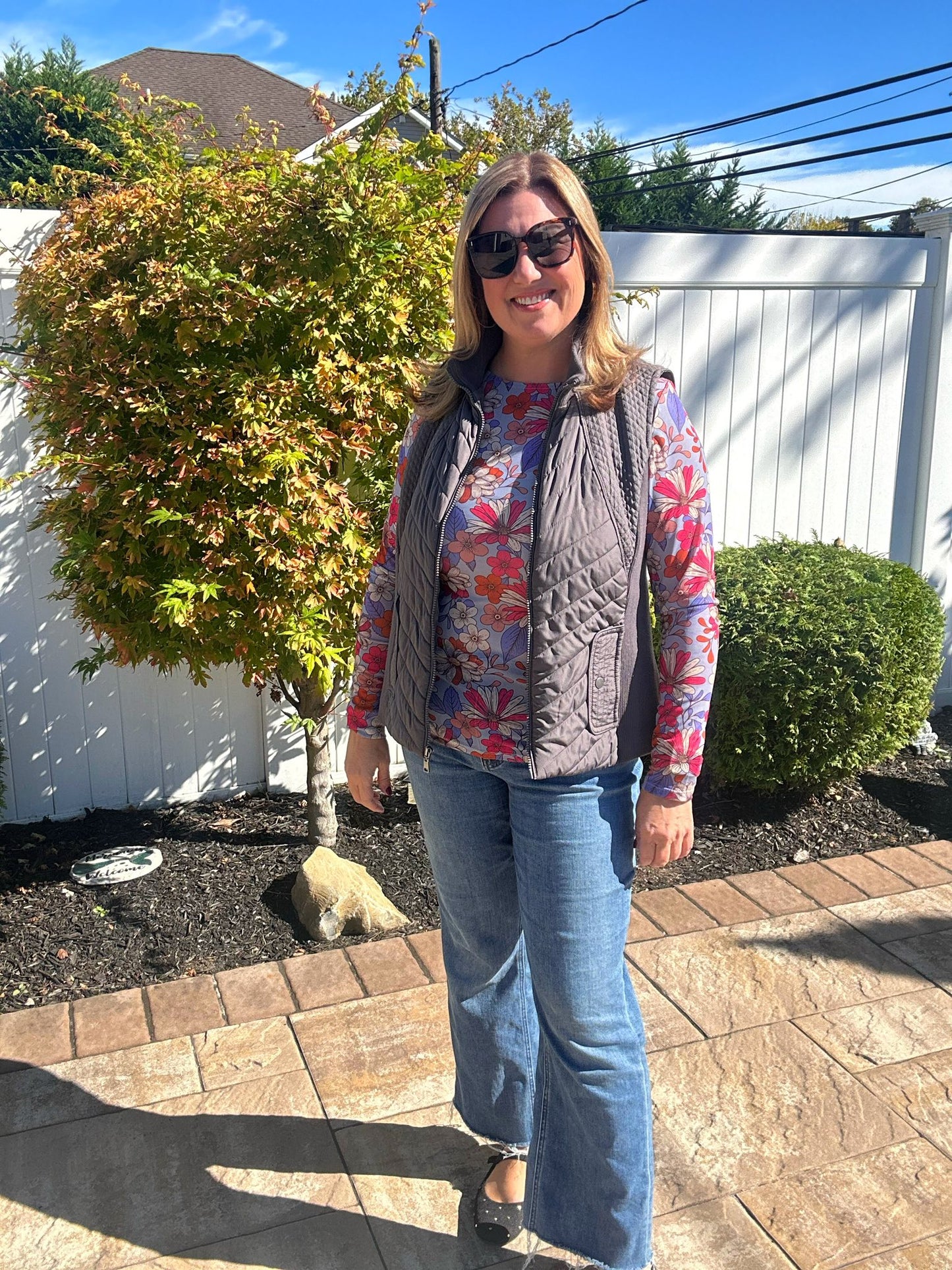 LuLaRoe May Mesh Top - Vintage Sky Garden