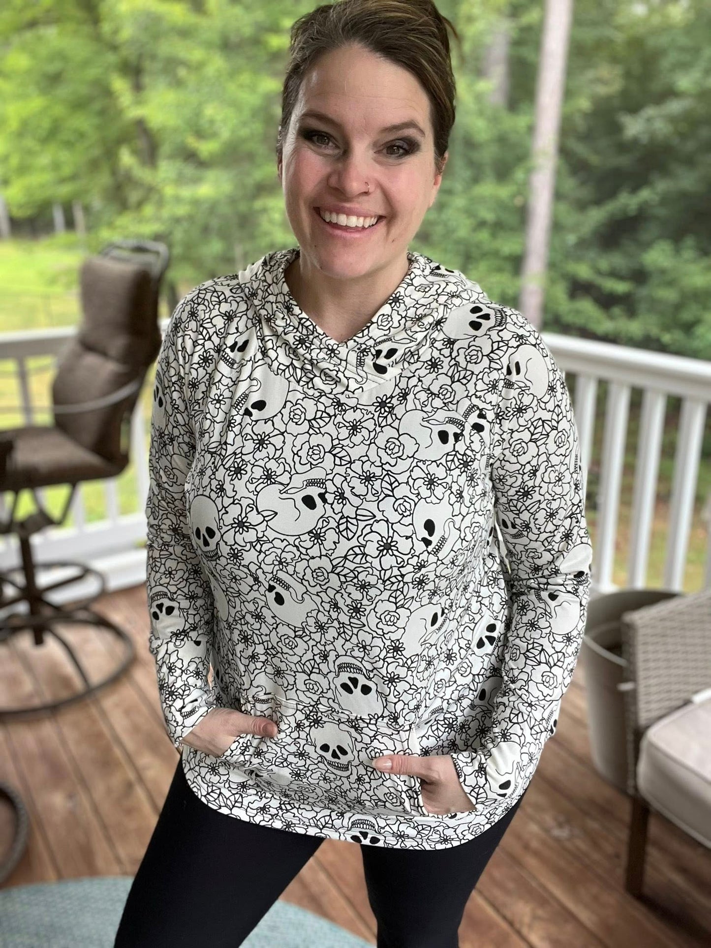 LuLaRoe Halloween 2025 - Amber Hoodie - Ghostly Garden