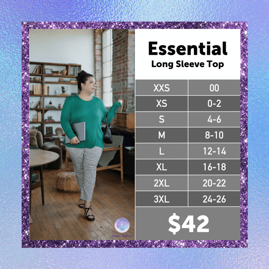 LuLaRoe Essential Long Sleeve Top – Women's Ribbed Crew Neck Shirt