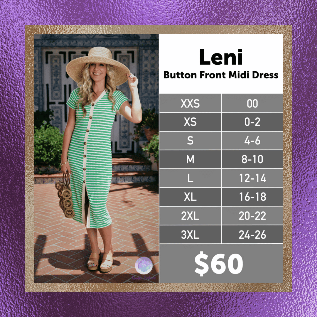 LuLaRoe Leni Midi Dress – Textured Button Front Summer Dress