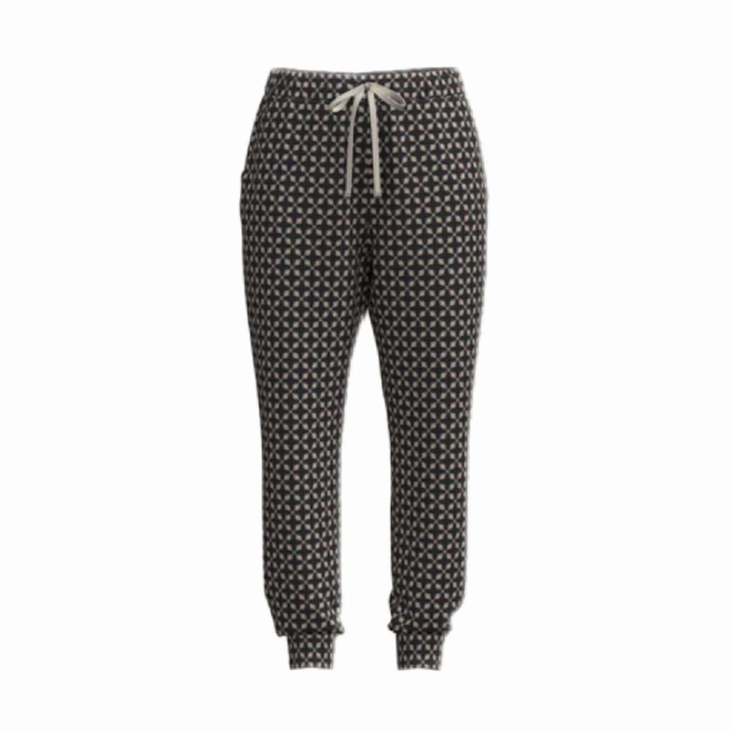 LuLaRoe Boyfriend Jogger - Black & Cream Geometric Tile