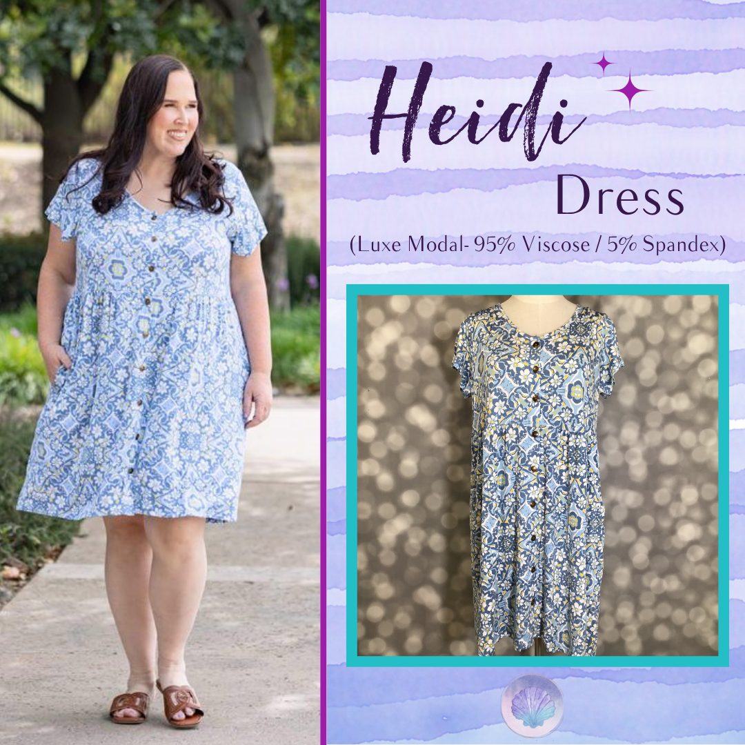 LuLaRoe LuLaRoe Heidi Dress - Blue Haven Medallion 