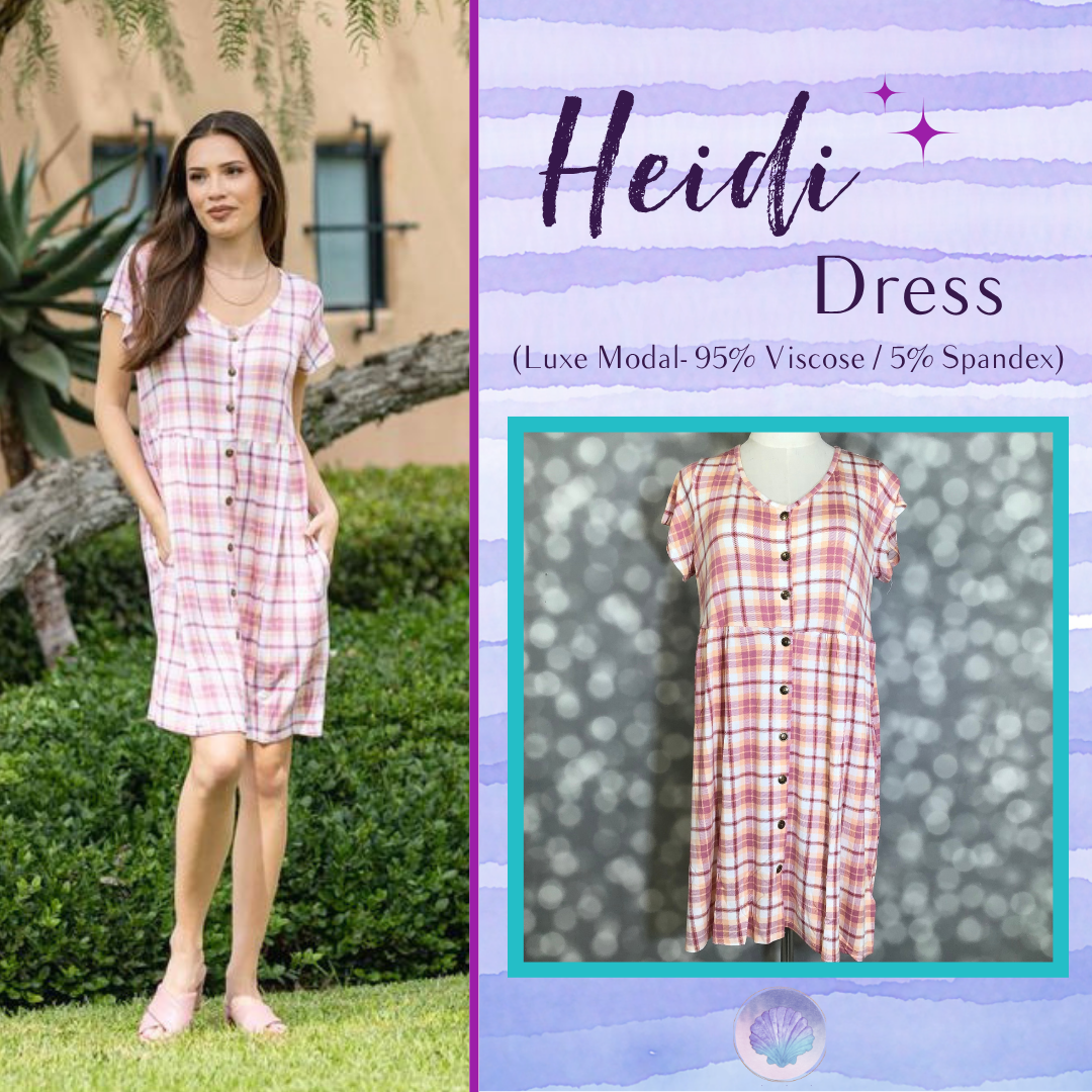 LuLaRoe LuLaRoe Heidi Dress - Blush Petal Plaid 