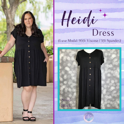 LuLaRoe LuLaRoe Heidi Dress - Solid Classic Black 