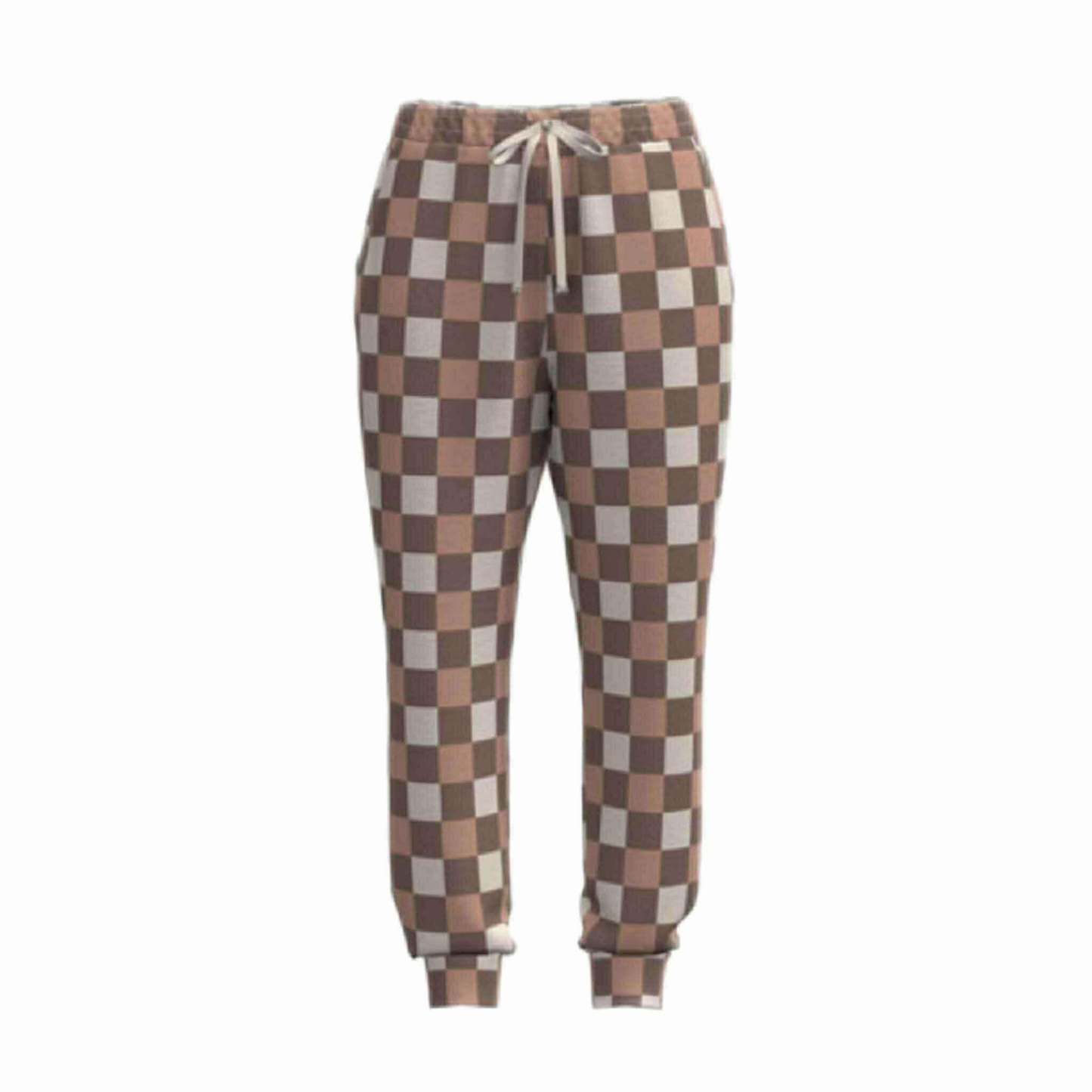 LuLaRoe Boyfriend Jogger - Tan & Black Checkerboard