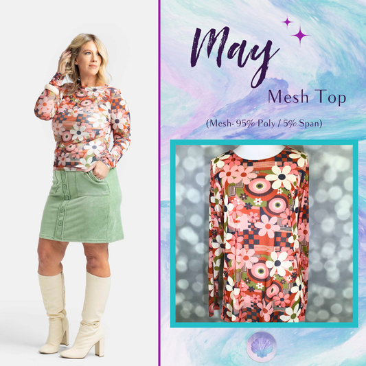 LuLaRoe May Mesh Top - Retro Blossom Block