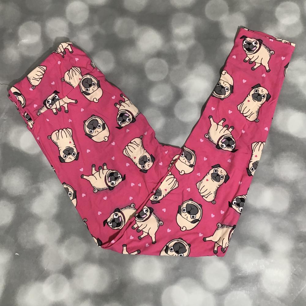 LuLaRoe Single Print - Leggings - Pink Pugs 