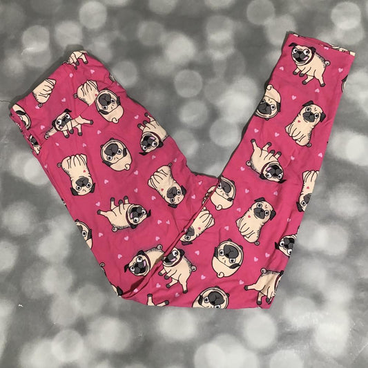 LuLaRoe Single Print - Leggings - Pink Pugs 