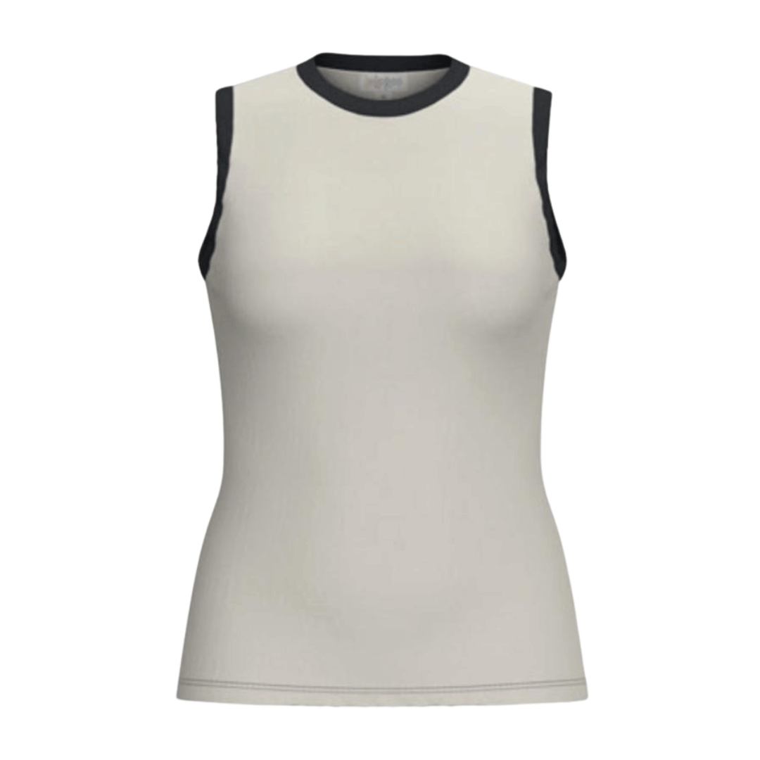 LuLaRoe Davy Rib Tank – Ivory & Black Contrast Trim