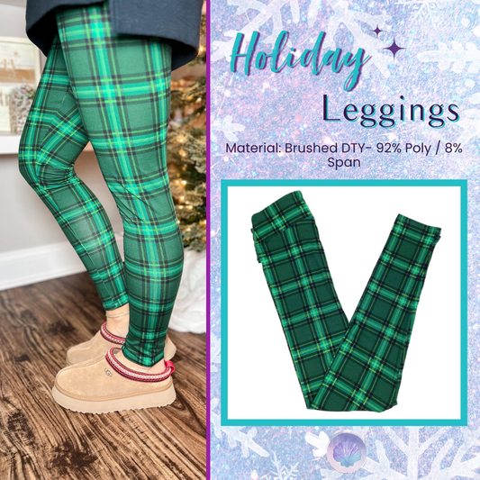 LuLaRoe Holiday Leggings - Emerald Yuletide Plaid